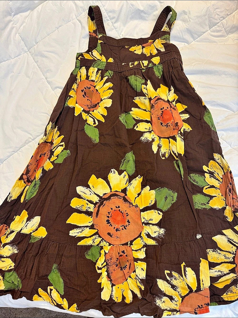 Gap Floral Sundress in Brown & Yellow Girls Small